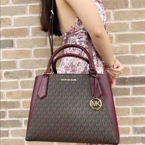 Michael Kors Kimberly Large Leather Satchel Bag